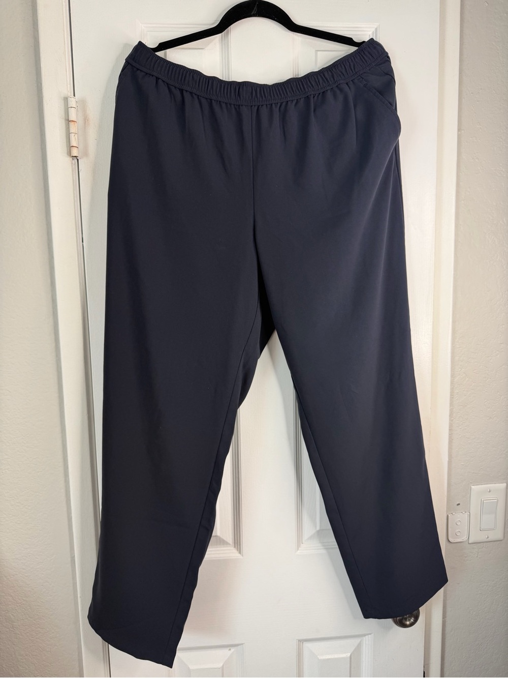 Ann Taylor Navy Elastic-Waist Straight Trousers
